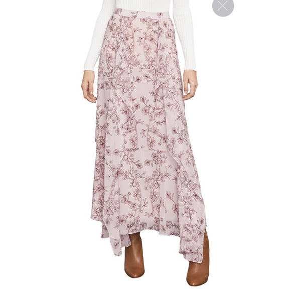 BCBG Maxazria Pink Floral Chiffons Long Skirt - Picture 3 of 5
